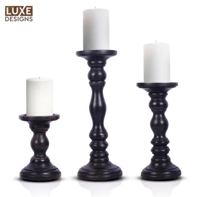Distressed Black Pillar Holders