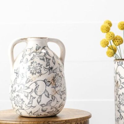 Black Heirloom Handle Vase