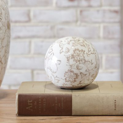 4.5&quot; Beige Heirloom Decorative Ball