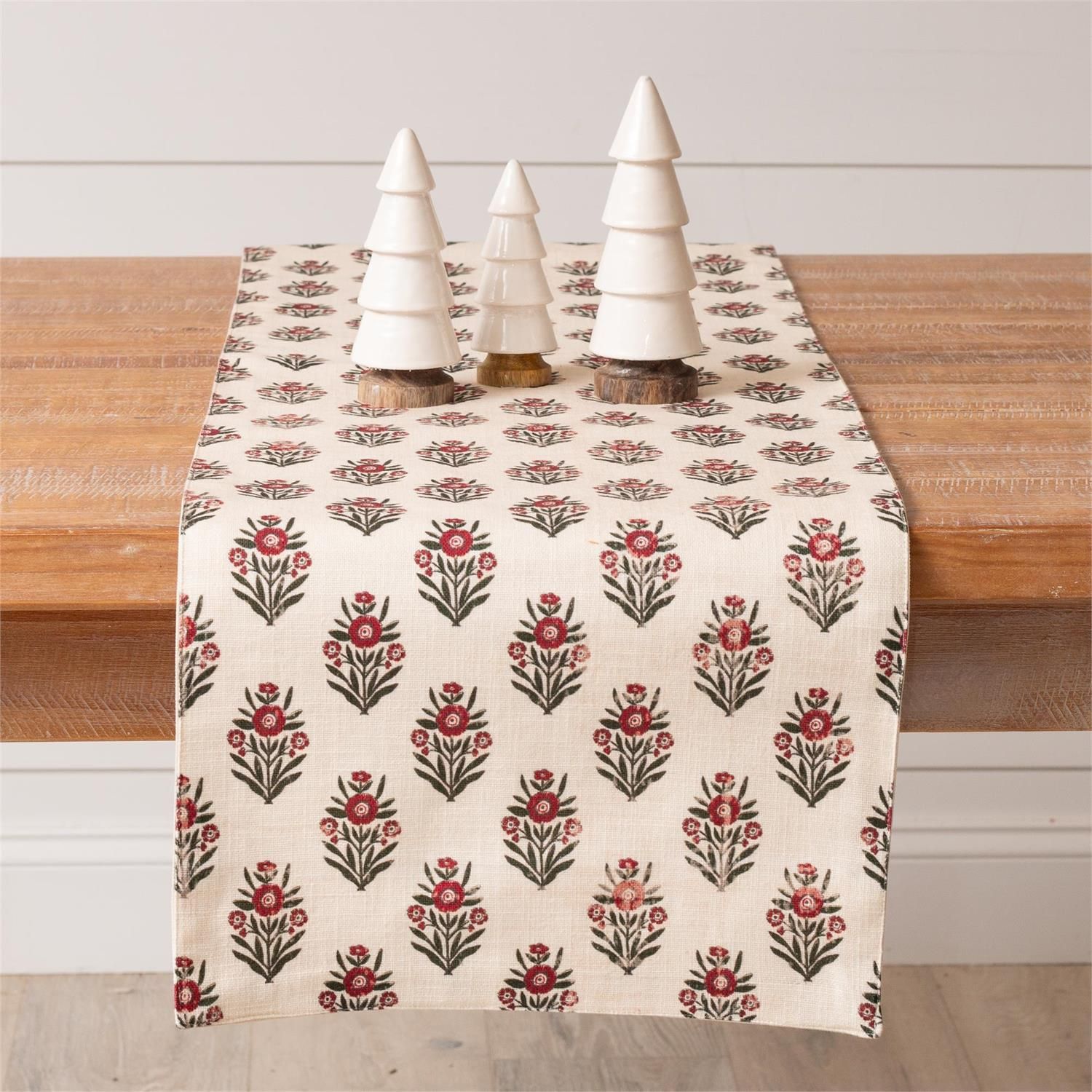 Red Block Print Table Runner