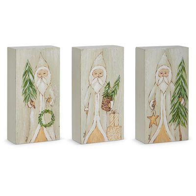 Natural Santa with Tree Block Signs