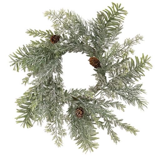 4.5&quot; Silver Hemlock Candle Ring