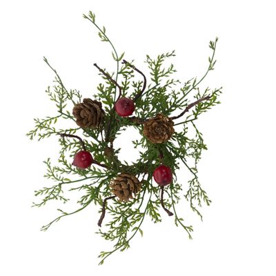 Red Berry and Cypress Mini Candle Ring