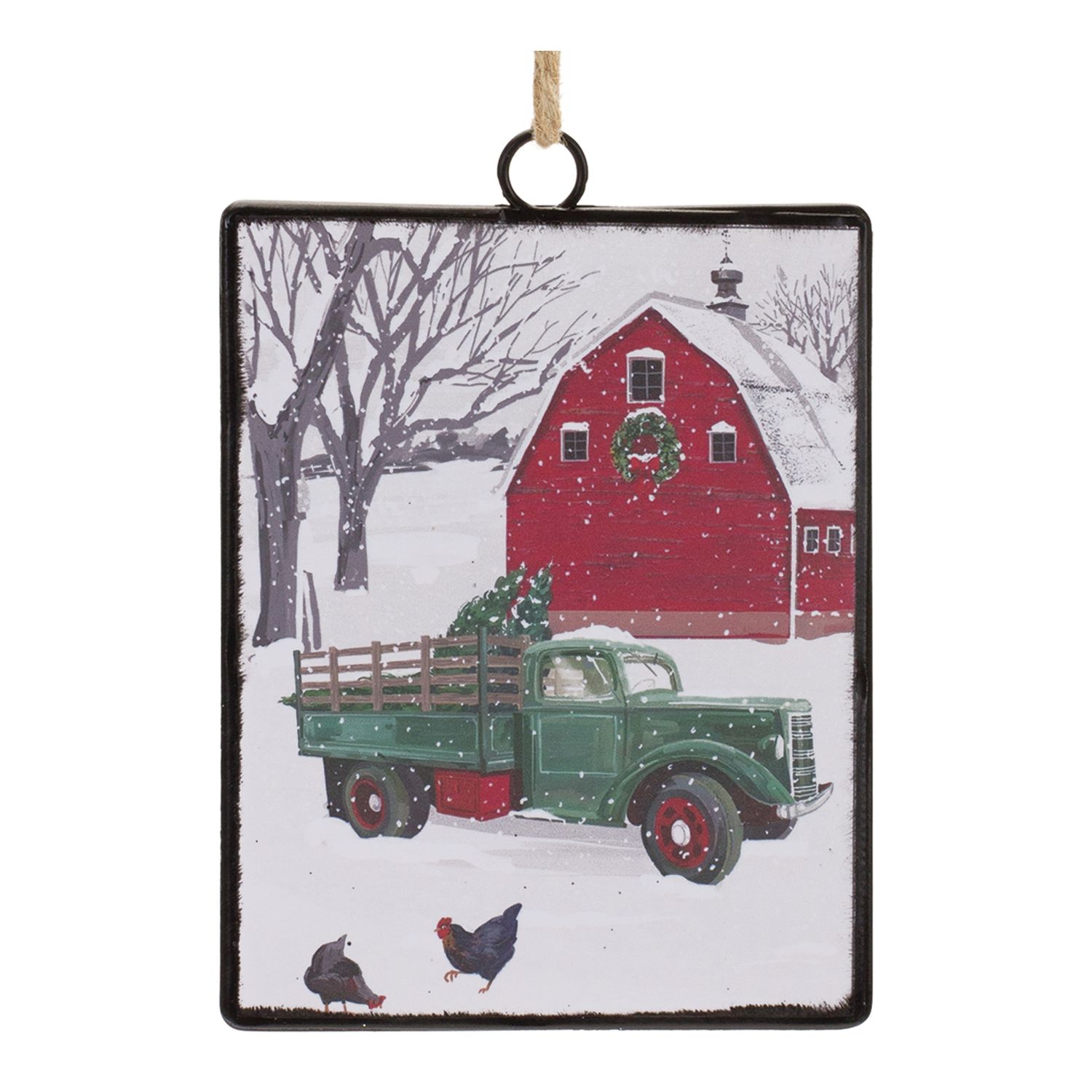 Truck and Barn Ornament