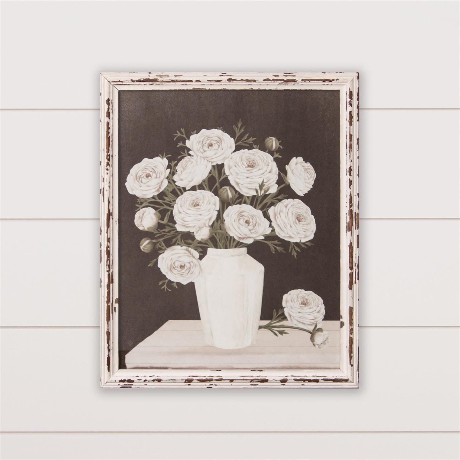White Flowers in Vase Framed Print