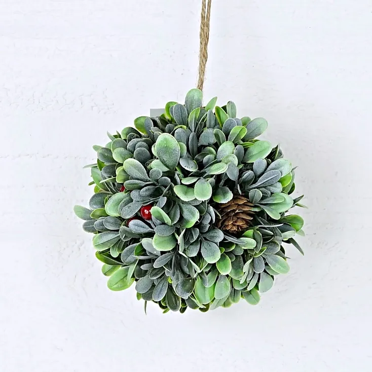 4.5&quot; Boxwood Red Berry Ball