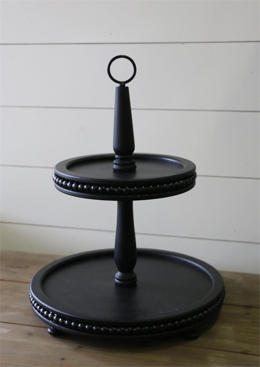Black Beaded Tiered Tray
