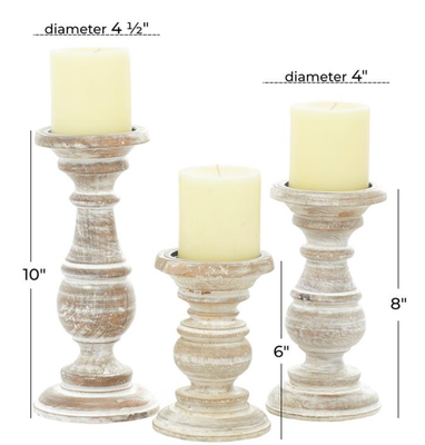Brown Mango Wood Candle Holders