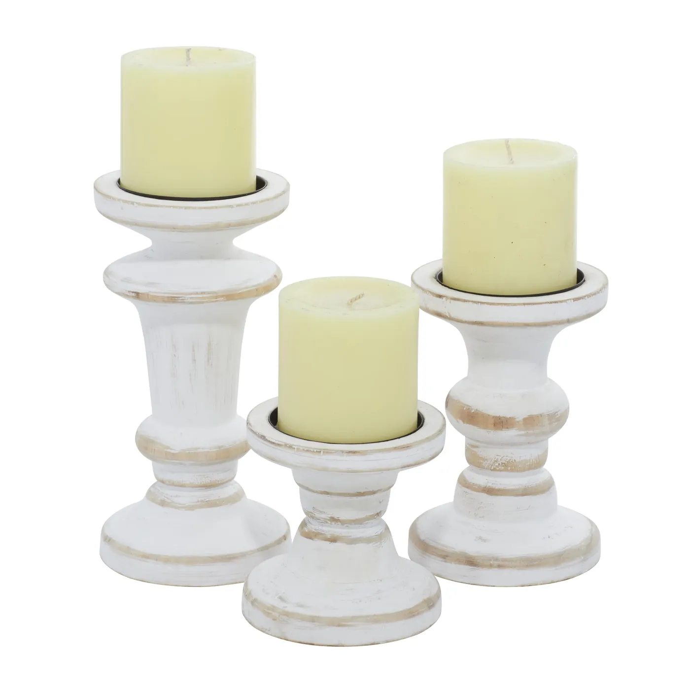 Farmhouse White Wood Candle Holders