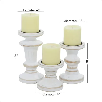 Farmhouse White Wood Candle Holders