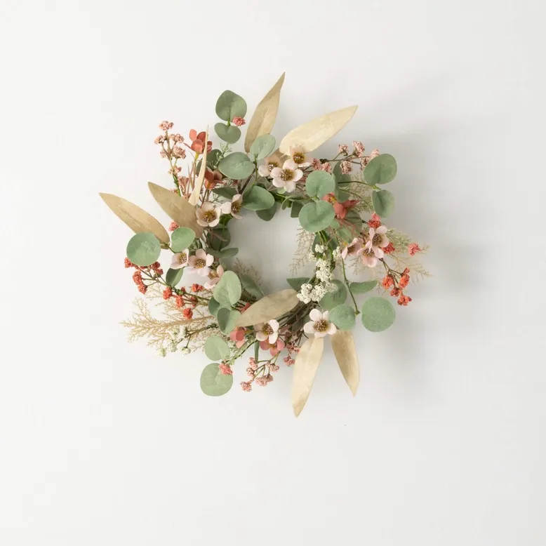 13&quot; Rust Flower Eucalyptus Candle Ring
