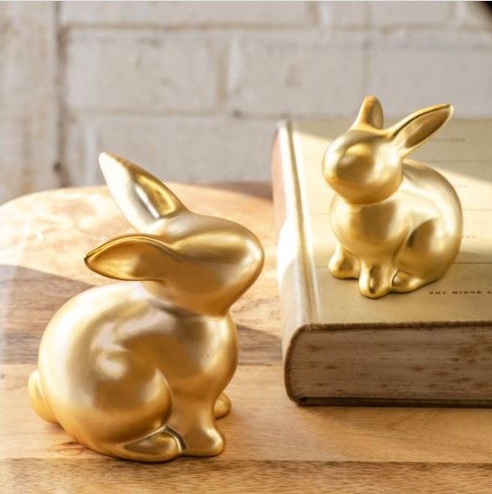 Set of 2 Fat Gold Bunnies