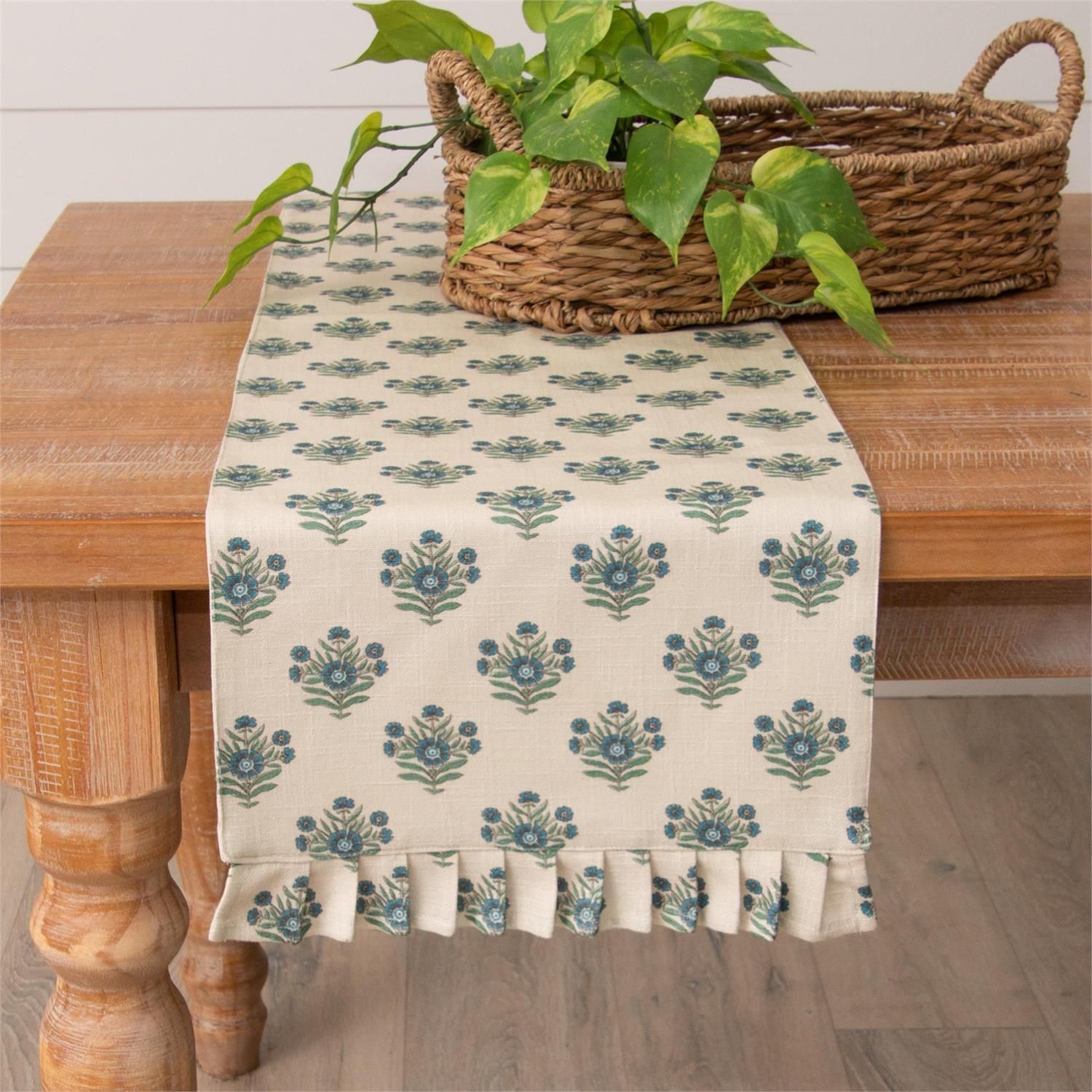 Blue Block Print Table Runner