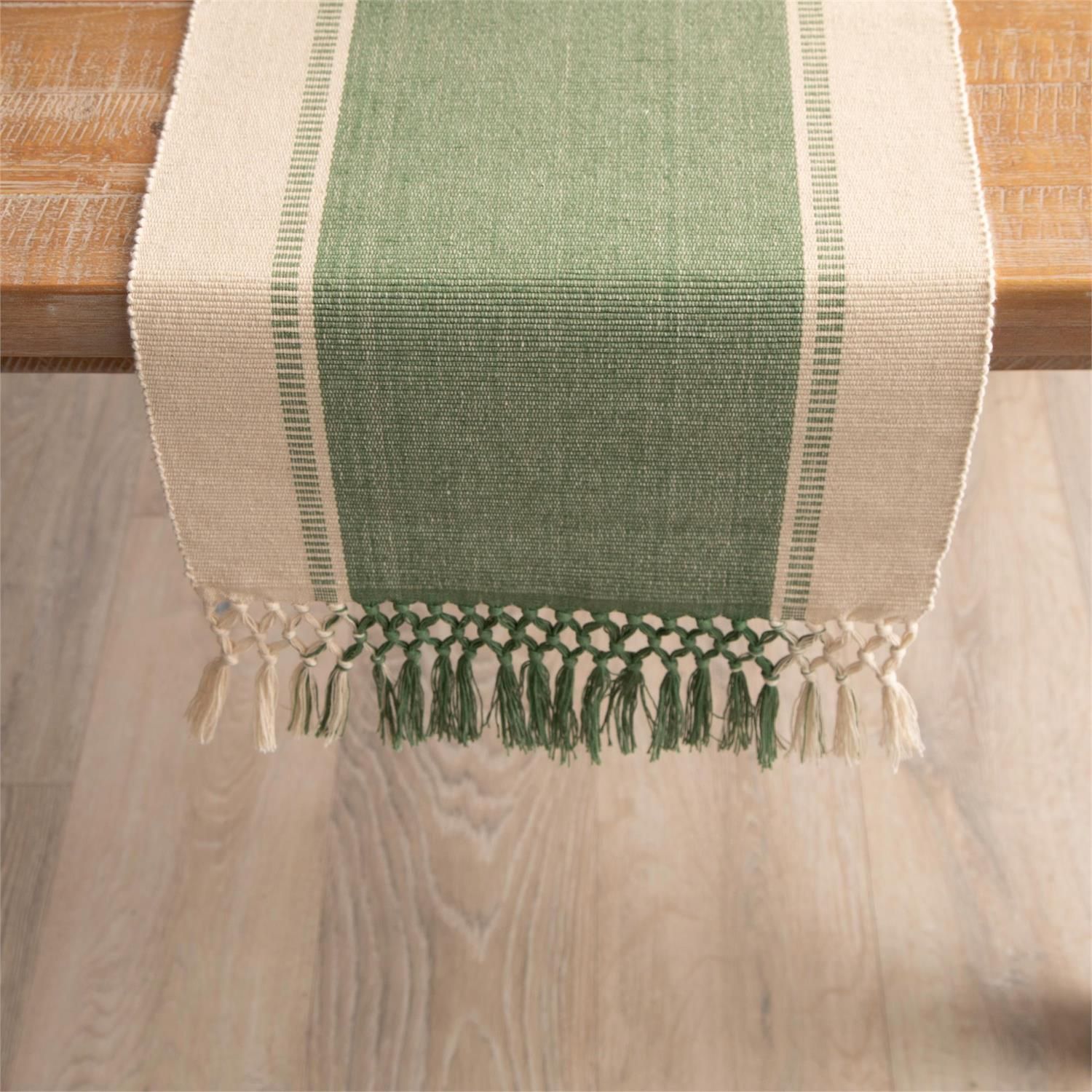 Woven Green Table Runner