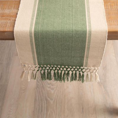 Woven Green Table Runner