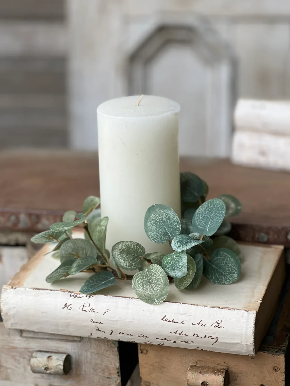 3.5&quot; Garden Eucalyptus Candle Ring