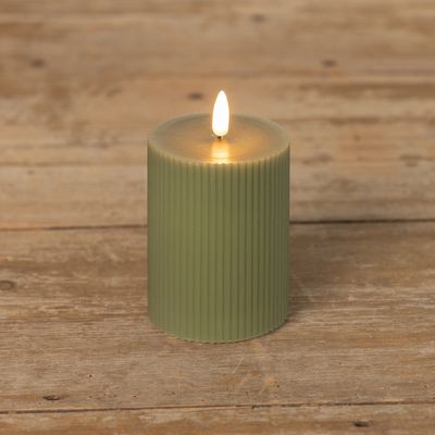 Green Grooved 3D Flame Candles