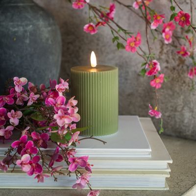 Green Grooved 3D Flame Candles
