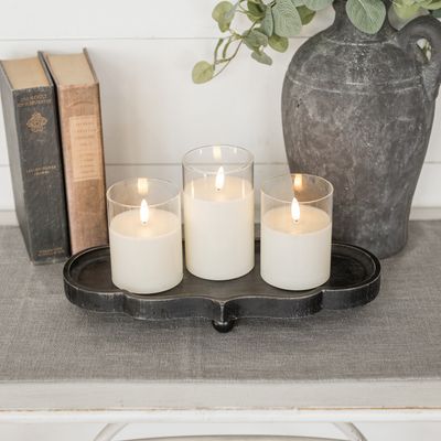 Black Scalloped Wood Tray