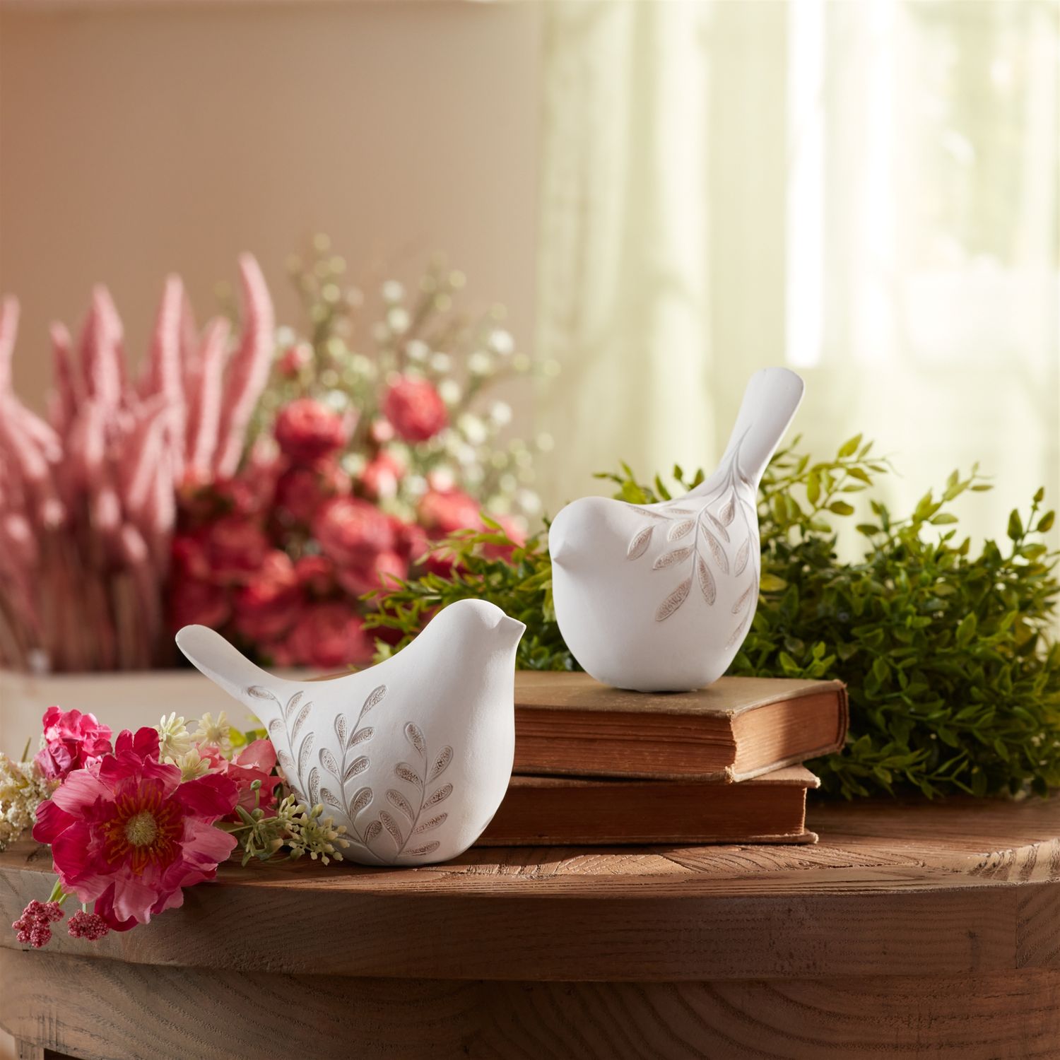White Embossed Birds