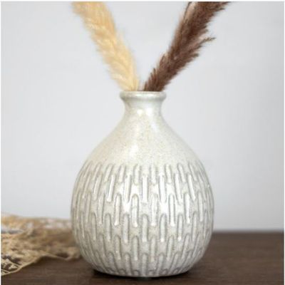 6&quot; White Dimple Vase