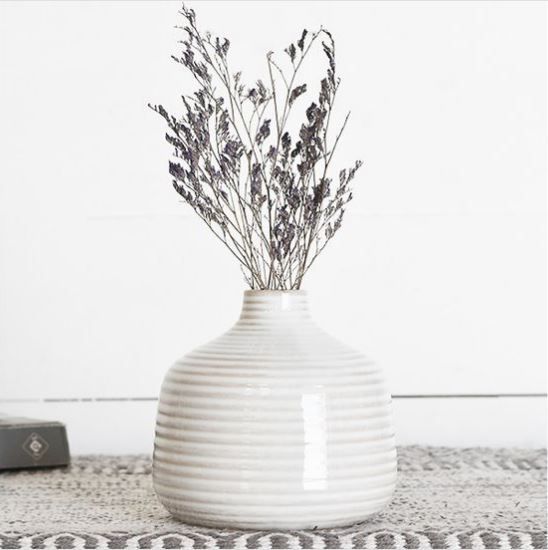 5&quot; White Line Ceramic Vase