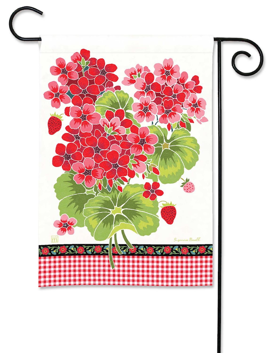 Gingham Geranium Garden Flag