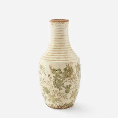 Antique Olive Botanical Vases