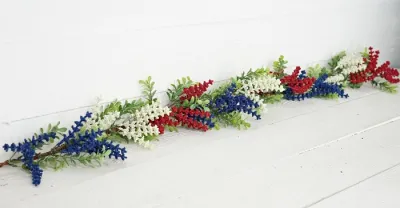 4ft Patriotic Heather and Boxwood Garland