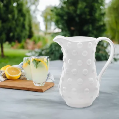 White Hobnail Ceramic Pitcher