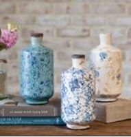 7.5&quot; Blue Floral Vases