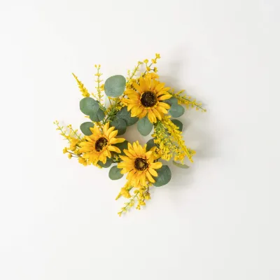 4.5&quot; Sunflower Eucalyptus Candle Ring