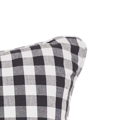 Black Gingham Throw Pillow