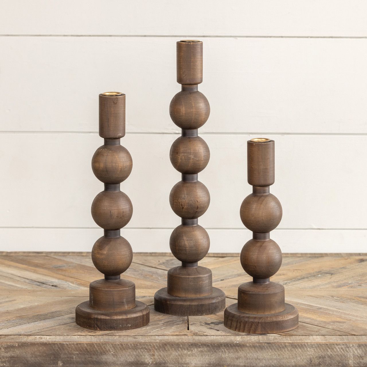 Ball Design Wood Taper Holders