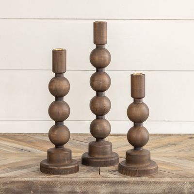 Ball Design Wood Taper Holders