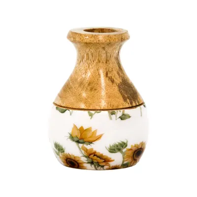 Sunflower Enamel Wood Vases