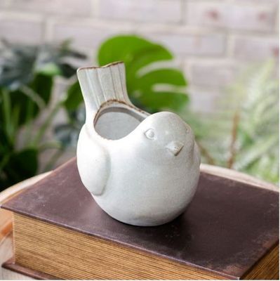 Whitewash Bird Pot