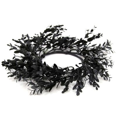 4.5&quot; Black Leaf Candle Ring
