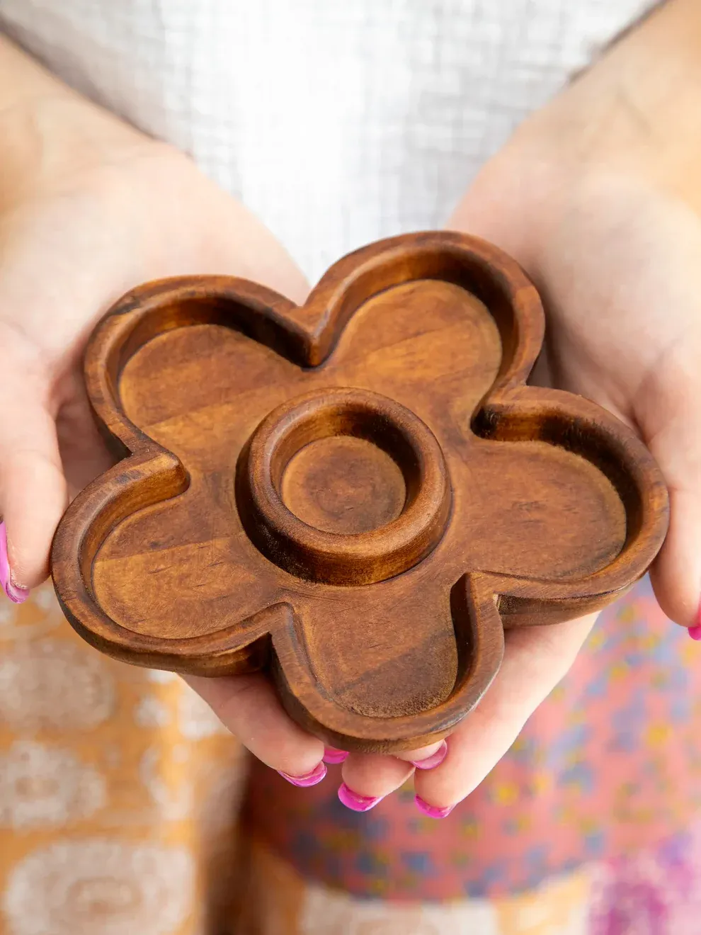 Flower Wood Trinket Dish