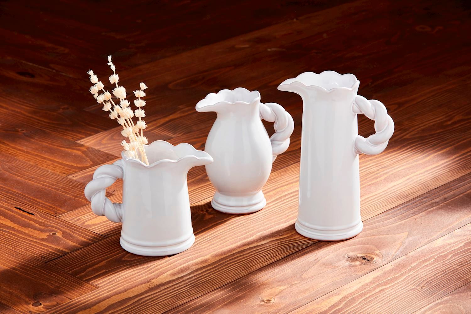 Twisted Handle Pitcher Vases