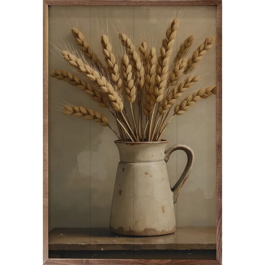 Wheat in White Vase