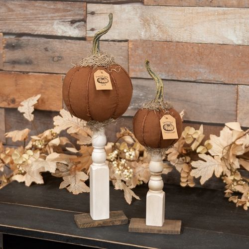 Mossy Top Pumpkin on Pedestal