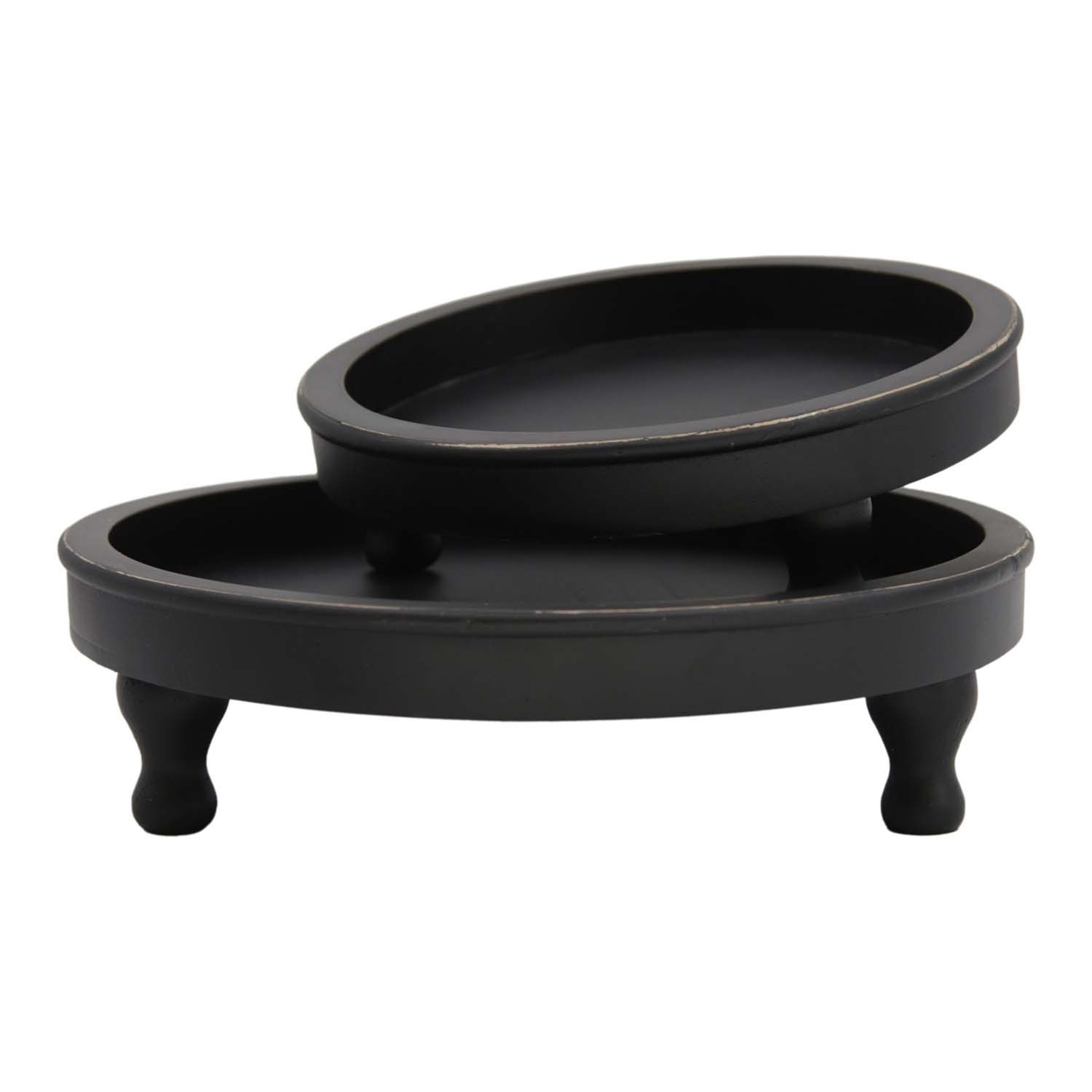 Black Round Footed Trays