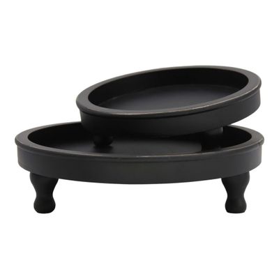 Black Round Footed Trays