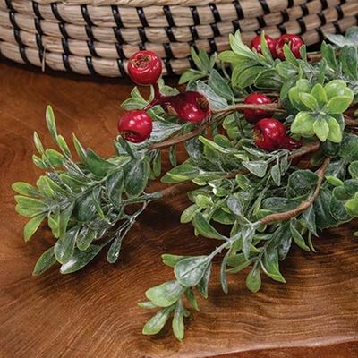 6' Frosted Boxwood &amp; Gooseberry Garland