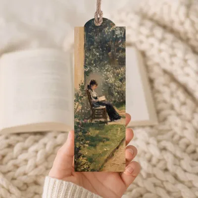 Woman Reading Wood Bookmark