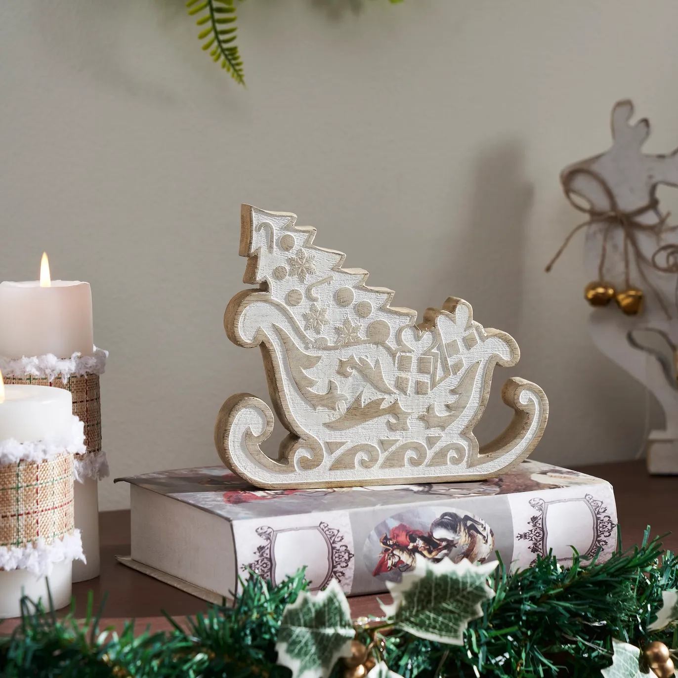 Whitewashed Wood Sleigh