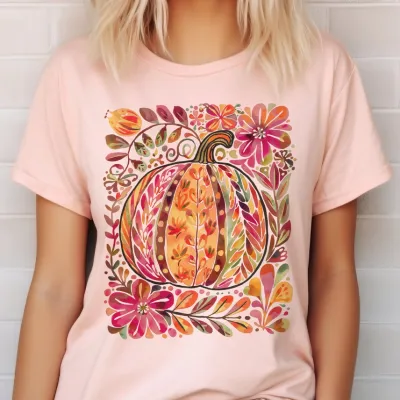 Autumn Floral Pumpkin Tee