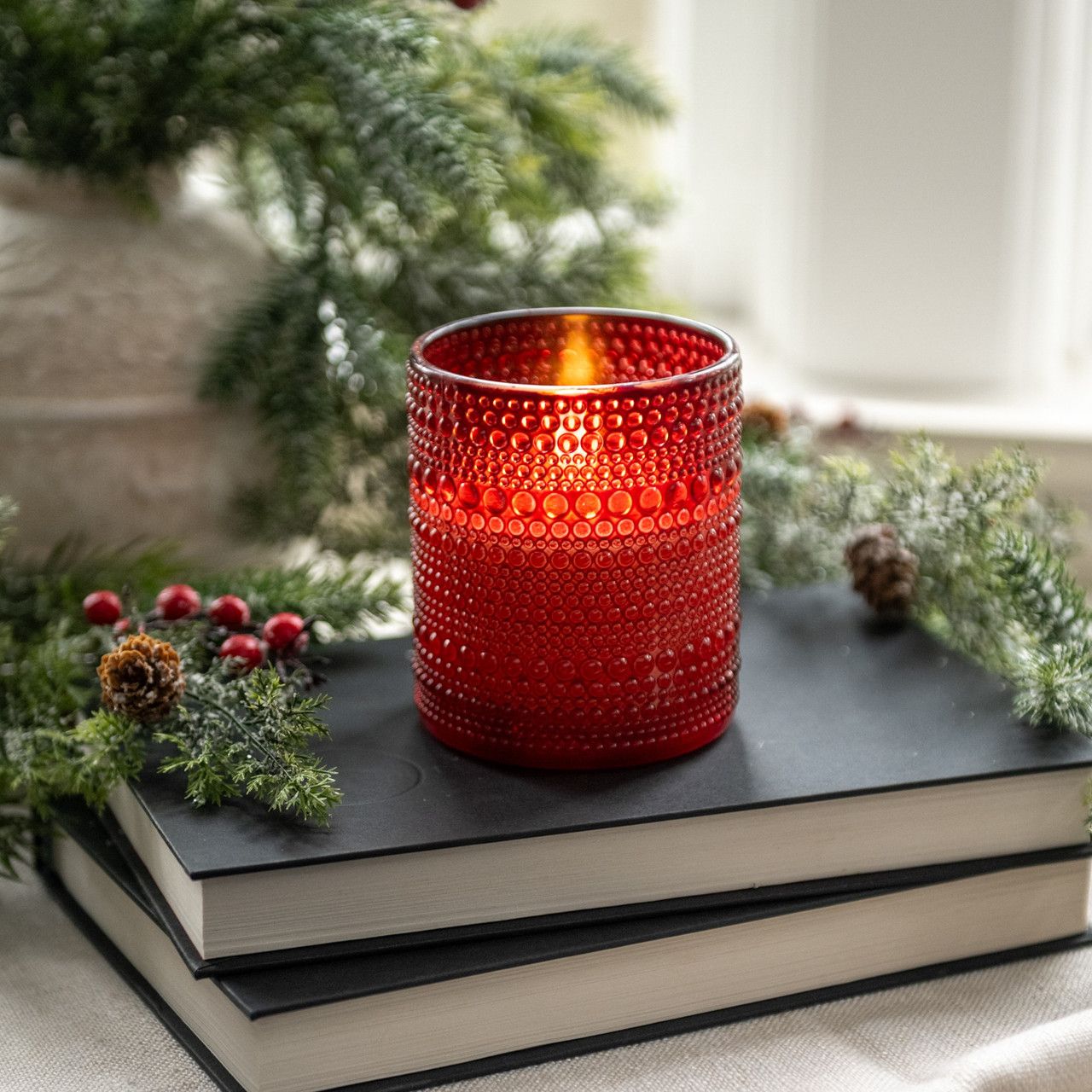 Red Dotted Glass Candles