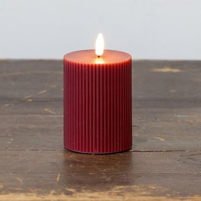 Burgandy Grooved 3D Flame Candles